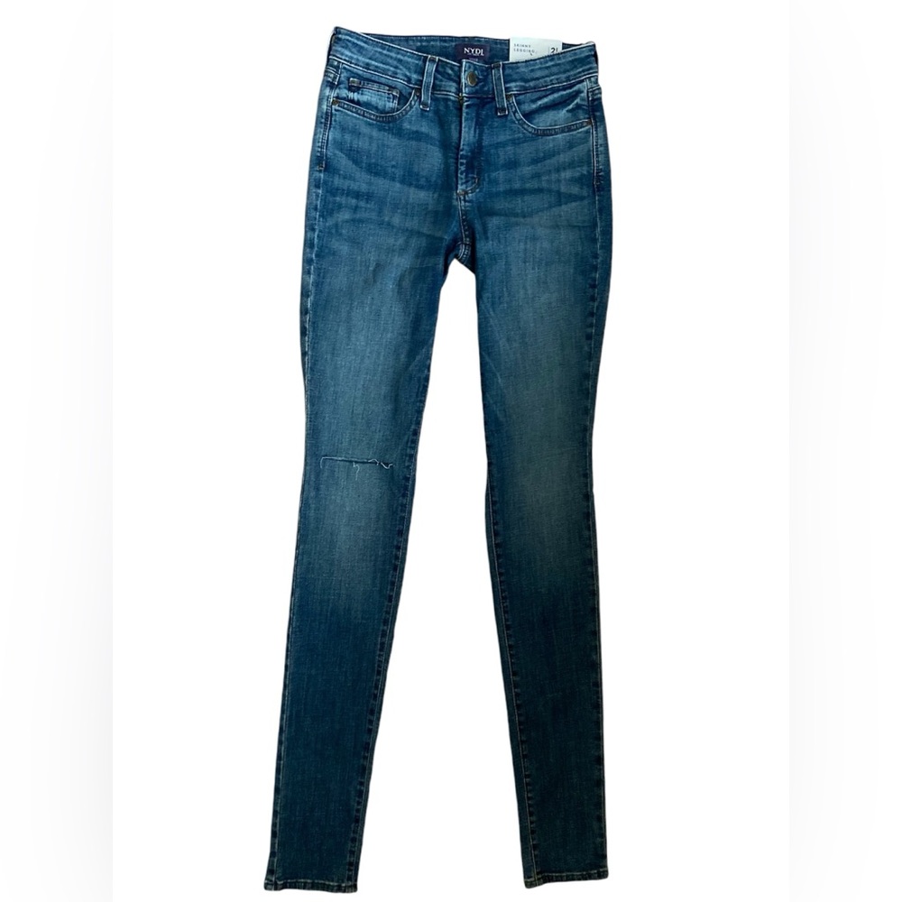 NYDJ distress skinny highrise  blue leggings